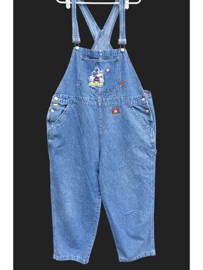 Vintage Mickey Mouse Denim Overalls Disney Store Size XXL Bib Jeans Embroidered